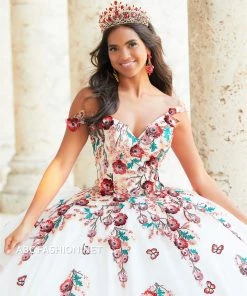 Floral Print Quinceanera Dress By House Of Wu 26039 Quinceañera
