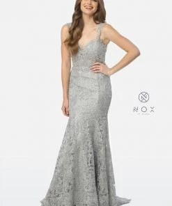 Allover Lace Sleeveless Mermaid Dress By Nox Anabel R216 Prom
