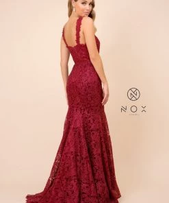 Allover Lace Sleeveless Mermaid Dress By Nox Anabel R216 Prom