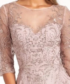 Applique 3/4 Sleeve Chiffon Gown By Elizabeth K GL3066 Prom