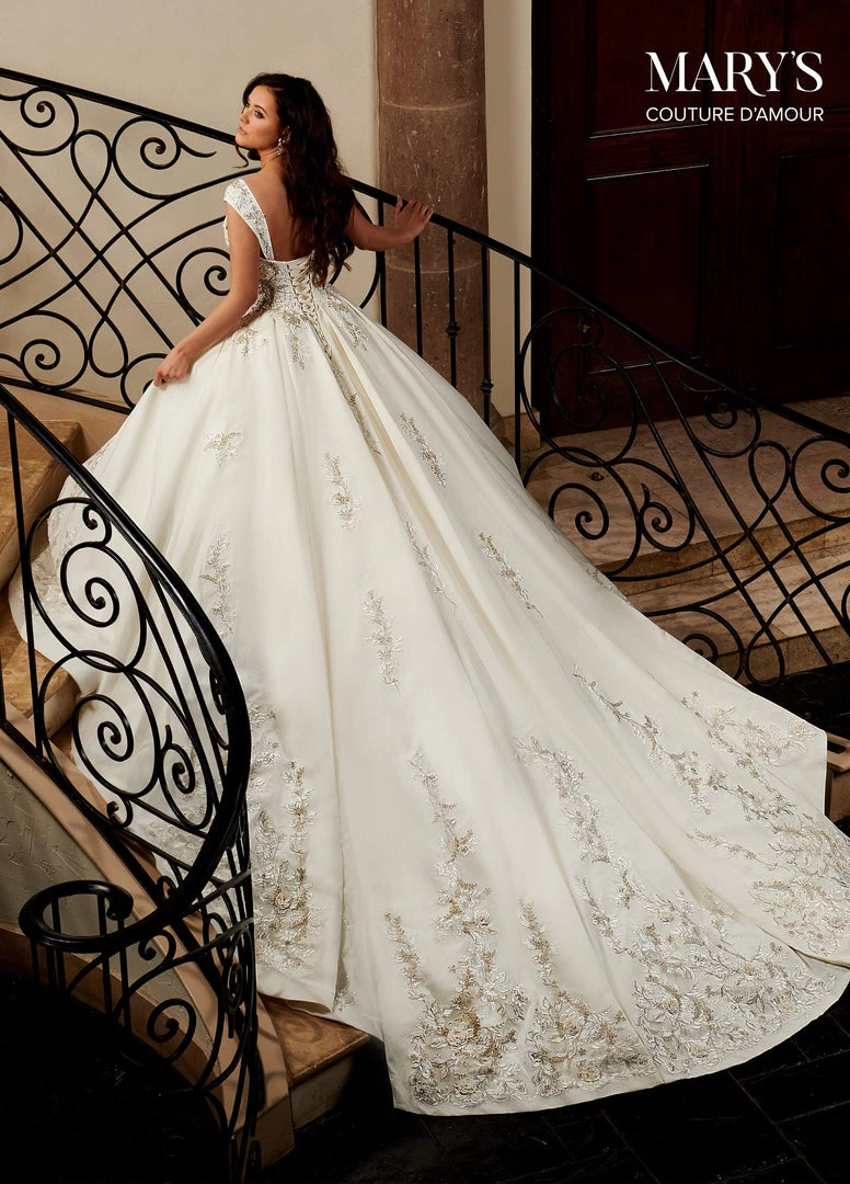 Mary's Bridal Couture Damour Collection Applique A-Line Wedding Dress By Mary's Bridal MB4107 Wedding Dresses 5 Mary's Bridal Couture Damour Collection Applique A-Line Wedding Dress By Mary's Bridal MB4107 Wedding Dresses