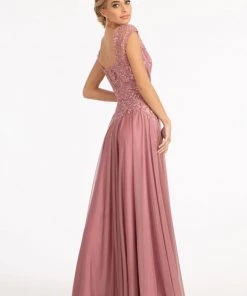 Prom Applique Cap Sleeve Chiffon Gown By Elizabeth K GL3068