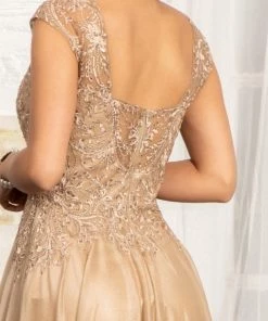 Prom Applique Cap Sleeve Chiffon Gown By Elizabeth K GL3068