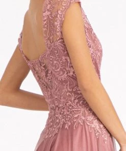 Prom Applique Cap Sleeve Chiffon Gown By Elizabeth K GL3068