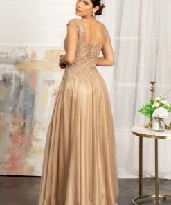 Prom Applique Cap Sleeve Chiffon Gown By Elizabeth K GL3068