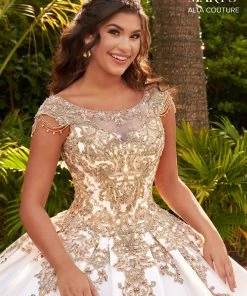 Mary's Bridal Quinceañera Applique Cap Sleeve Quinceanera Dress By Alta Couture MQ3055