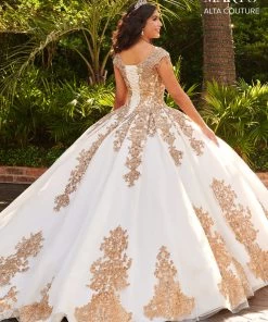Mary's Bridal Quinceañera Applique Cap Sleeve Quinceanera Dress By Alta Couture MQ3055