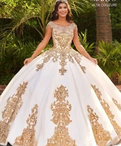 Mary's Bridal Quinceañera Applique Cap Sleeve Quinceanera Dress By Alta Couture MQ3055