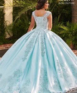 Mary's Bridal Quinceañera Applique Cap Sleeve Quinceanera Dress By Alta Couture MQ3055
