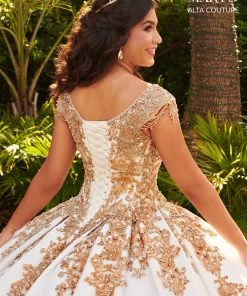 Mary's Bridal Quinceañera Applique Cap Sleeve Quinceanera Dress By Alta Couture MQ3055