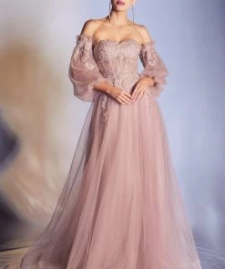 Applique Corset Gown By Cinderella Divine CD948