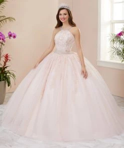 House Of Wu Fiesta Gowns Applique Halter Quinceanera Dress By Fiesta Gowns 56405