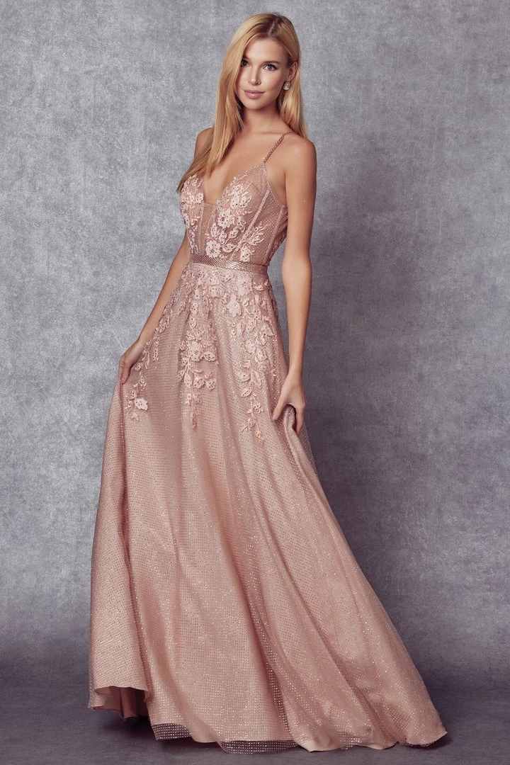 Applique Long A-line Glitter Dress By Juliet 228 Prom 8 Applique Long A-line Glitter Dress By Juliet 228 Prom