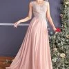 Applique Long Illusion Dress By Cinderella Divine 2635