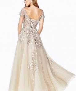 Prom Applique Long Off Shoulder Dress By Cinderella Divine C20