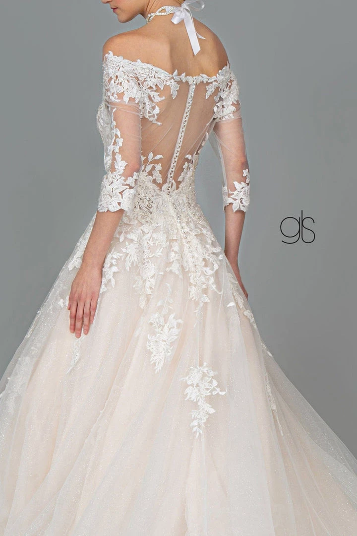 Applique Long Off Shoulder Wedding Dress By Elizabeth K GL1803 6 Applique Long Off Shoulder Wedding Dress By Elizabeth K GL1803