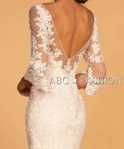 Applique Long-Sleeved Mermaid Wedding Dress By Elizabeth K GL2592