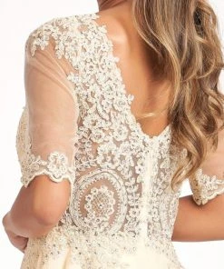 Prom Applique Mid-Sleeve Chiffon Gown By Elizabeth K GL1982