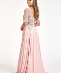 Prom Applique Mid-Sleeve Chiffon Gown By Elizabeth K GL1982