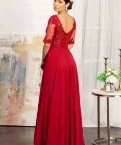 Prom Applique Mid-Sleeve Chiffon Gown By Elizabeth K GL1982