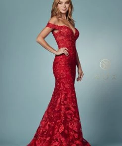 Applique Off Shoulder Mermaid Gown By Nox Anabel C439 Prom