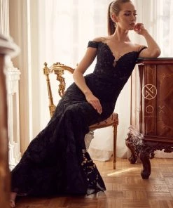 Applique Off Shoulder Mermaid Gown By Nox Anabel C439 Prom