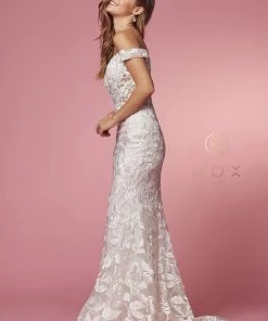Applique Off Shoulder Mermaid Gown By Nox Anabel C439 Prom