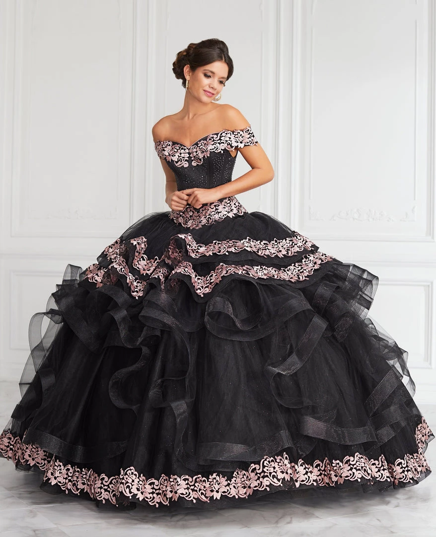 LA Glitter By House Of Wu Quinceañera Applique Off Shoulder Tiered Quinceanera Dress By LA Glitter 24062 6 LA Glitter By House Of Wu Quinceañera Applique Off Shoulder Tiered Quinceanera Dress By LA Glitter 24062