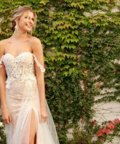 Applique Off Shoulder Tulle Gown By Nox Anabel E441