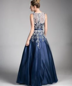 Applique Satin Ball Gown By Cinderella Divine 1020 Prom