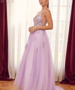 Prom Applique Sheer Sleeveless Gown By Nox Anabel T1012