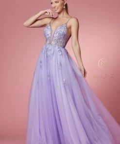 Prom Applique Sheer Sleeveless Gown By Nox Anabel T1012