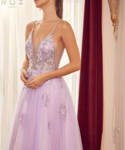 Prom Applique Sheer Sleeveless Gown By Nox Anabel T1012