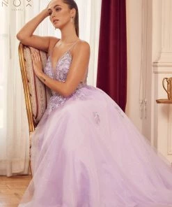 Prom Applique Sheer Sleeveless Gown By Nox Anabel T1012