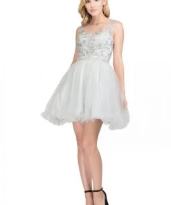 Applique Short Cap Sleeve Dress With Ruffled Skirt By Star Box 17306 Prom 10 Applique Short Cap Sleeve Dress With Ruffled Skirt By Star Box 17306 Prom