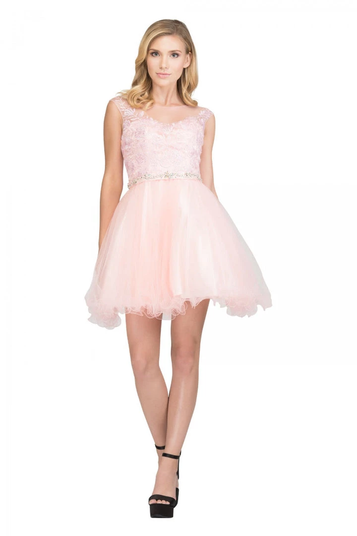 Applique Short Cap Sleeve Dress With Ruffled Skirt By Star Box 17306 Prom 3 Applique Short Cap Sleeve Dress With Ruffled Skirt By Star Box 17306 Prom