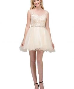 Applique Short Cap Sleeve Dress With Ruffled Skirt By Star Box 17306 Prom 9 Applique Short Cap Sleeve Dress With Ruffled Skirt By Star Box 17306 Prom