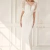 Applique Short Sleeve Wedding Gown By Nox Anabel JE927