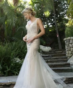 Applique Sleeveless Mermaid Gown By Nox Anabel E431