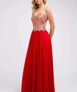 Applique Strapless Corset Gown By Juliet 608 Prom