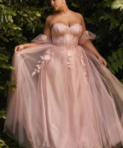 New Applique Strapless Gown By Cinderella Divine CD0191
