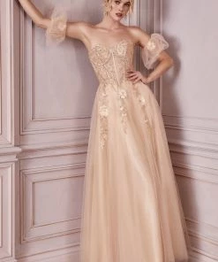 New Applique Strapless Gown By Cinderella Divine CD0191