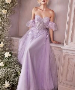 New Applique Strapless Gown By Cinderella Divine CD0191