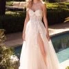 Applique Strapless Tulle Gown By Cinderella Divine CB065W Prom