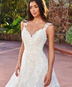 Mary's Bridal Couture Damour Collection Wedding Dresses Applique V-Neck Bridal Gown By Mary's Bridal MB4131