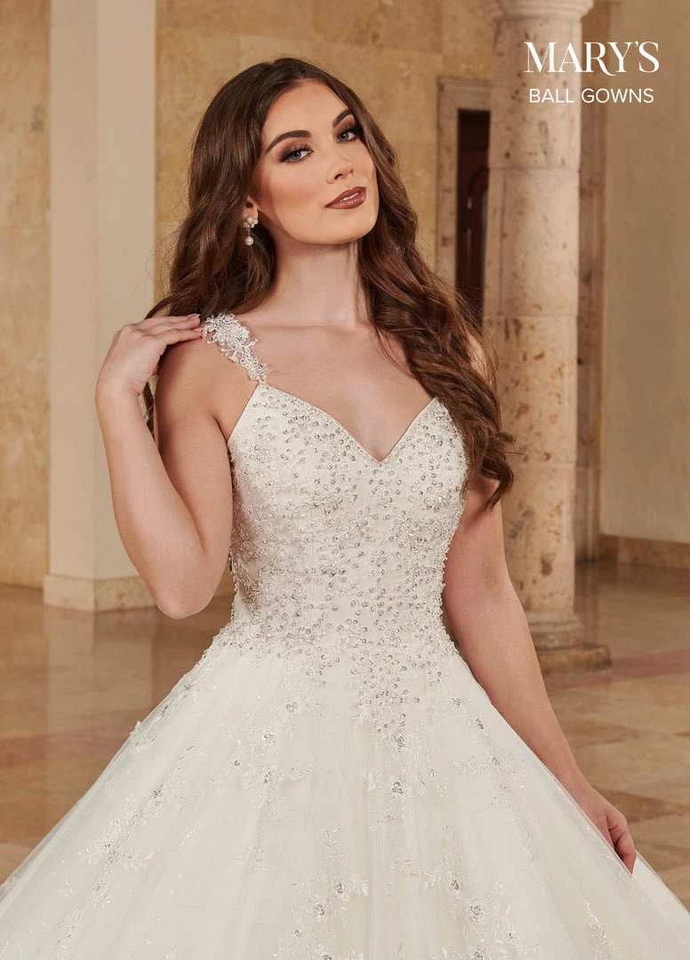 Mary's Bridal Ball Gowns Collection Applique V-Neck Wedding Ball Gown By Mary's Bridal MB6084 Wedding Dresses 6 Mary's Bridal Ball Gowns Collection Applique V-Neck Wedding Ball Gown By Mary's Bridal MB6084 Wedding Dresses
