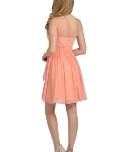 Aqua Short Sleeveless Illusion Dress With Bow By Poly USA 15 Aqua Short Sleeveless Illusion Dress With Bow By Poly USA