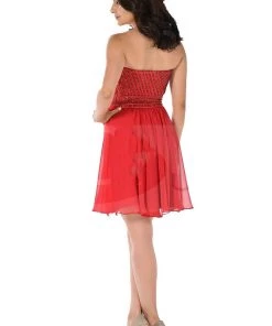 Aqua Short Strapless Dress With Sequined Top By Poly USA Prom 19 Aqua Short Strapless Dress With Sequined Top By Poly USA Prom