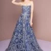 Bead Embellished Long Strapless A-Line Dress By Elizabeth K GL2650 Prom