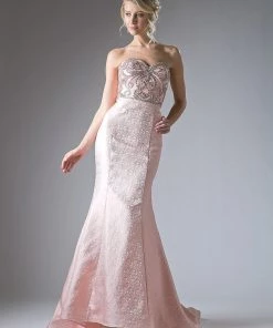 Beaded Pink Mermaid Dress By Cinderella Divine 8130